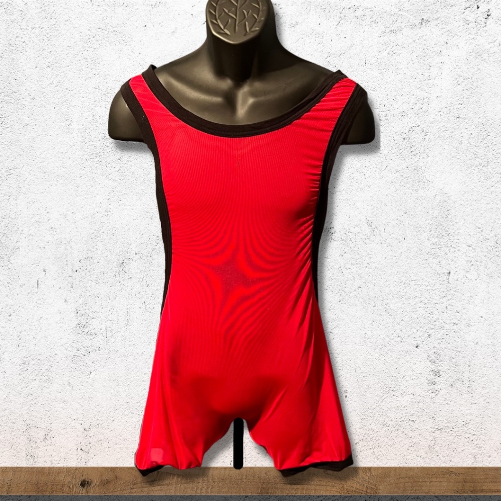 GO SOFTWARE/AMERICAN JOCK | SKIN BRUNO MINI MESH SINGLET | RED W/BLACK TRIM | XL